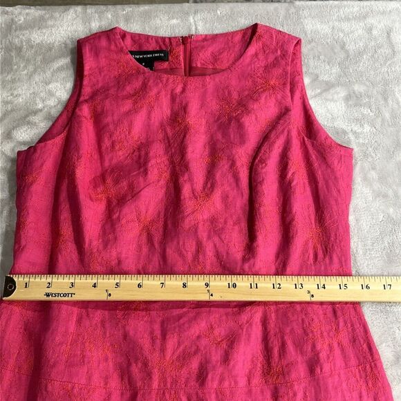 New Jones New York Sleeveless Sheath Linen Fuchsia Pink Dress Womens 8 Floral - Picture 14 of 16